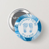 Mammie wordt Blauwe Marmer Baby shower Ronde Button 5,7 Cm (Voorkant /achterkant)