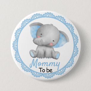 Mammie wordt New Mam Baby Boy Shower Elephant Blue Ronde Button 7,6 Cm
