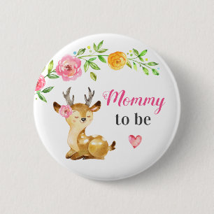 Mammie wordt New Momma Baby Girl Shower Woodland Ronde Button 5,7 Cm