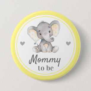 Mammie wordt nieuw Baby shower met mam-gele olifan Ronde Button 7,6 Cm