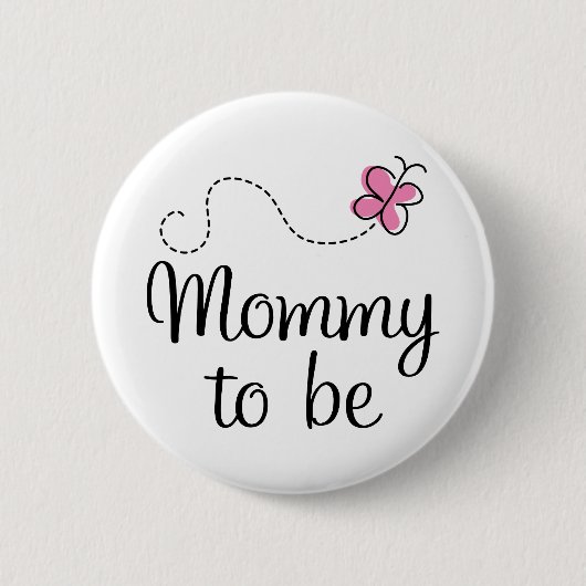 Mammie wordt roze vlinder ronde button 5,7 cm (Voorkant)