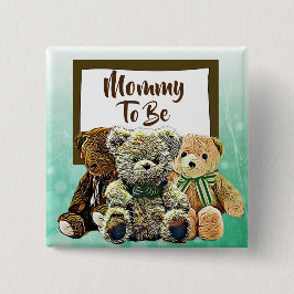 Mammie wordt Teddy Bear Baby shower Vierkante Button 5,1 Cm