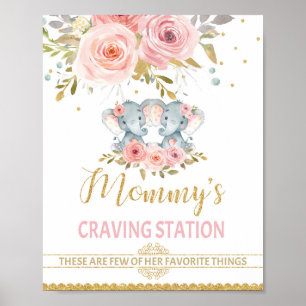 Mammie's Craving Station Elephant Twins Baby showe Poster