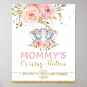 Mammie's Craving Station Elephant Twins Baby showe Poster
