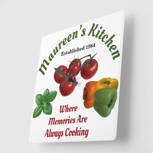 Mammie's Keuken 'Jouw naam toevoegen' Vierkante Klok (Hoek)