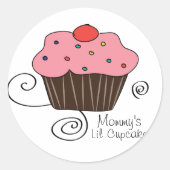 Mammie's kleine cupcake ronde sticker (Voorkant)