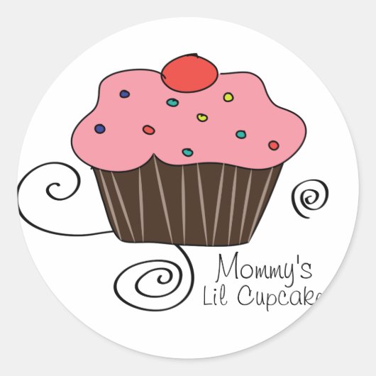 Mammie's kleine cupcake ronde sticker (Voorkant)