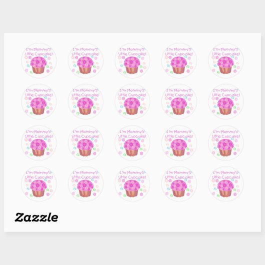 Mammie's kleine cupcake ronde sticker (Vel)