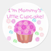 Mammie's kleine cupcake ronde sticker (Voorkant)