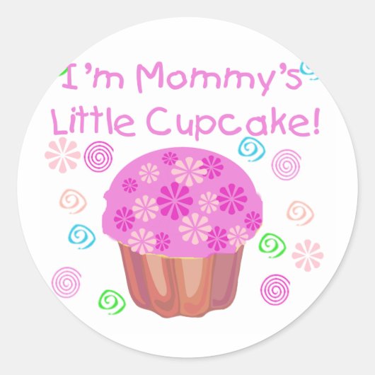 Mammie's kleine cupcake ronde sticker (Voorkant)