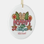 Mammie's kleine helper voegt naambericht toe keramisch ornament (Rechts)