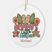 Mammie's kleine helper voegt naambericht toe keramisch ornament (Links)