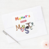 Mammie's kleine monster vierkante sticker (Envelop)
