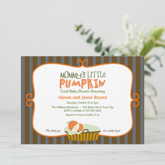 Mammie's kleine pompoenBaby shower Kaart (Staand voorkant)