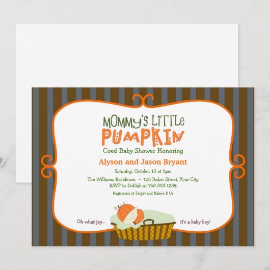 Mammie's kleine pompoenBaby shower Kaart (Voorkant / Achterkant)