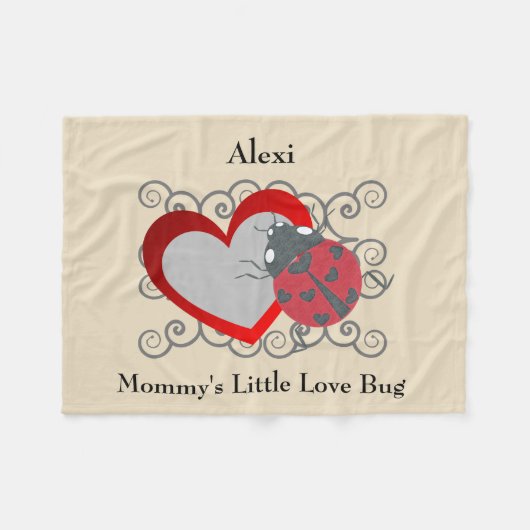 Mammie's Little Love Bug Personalized Blanket Fleece Deken (Voorkant (Horizontaal))