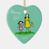 Mammie's meisjesfamilie personaliseert aangepaste  keramisch ornament (Rechts)