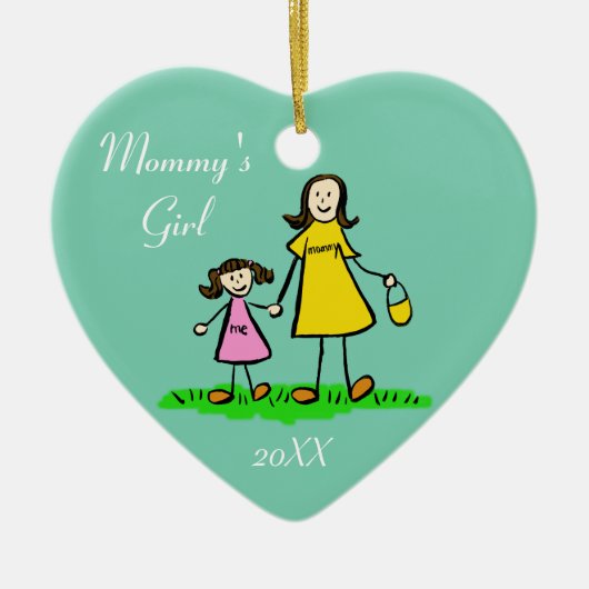 Mammie's meisjesfamilie personaliseert aangepaste  keramisch ornament (Voorkant)