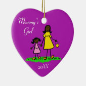 Mammie's meisjesfamilie personaliseert aangepaste  keramisch ornament (Rechts)