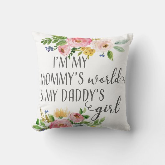 Mammie's Wereld Papa's Meisje Baby Nursery Pillow Kussen (Voorkant)