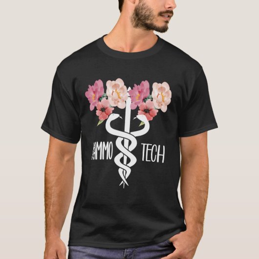 Mammo Tech Caduceus Mammografie Technoloog T-shirt (Voorkant)