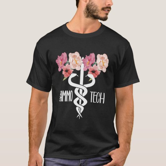 Mammo Tech Caduceus Mammografie Technoloog T-shirt (Voorkant)