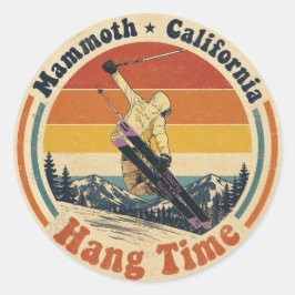 Mammoetspringer op de ski's ronde sticker