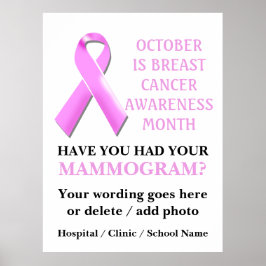 Mammogram medische maand roze lint poster