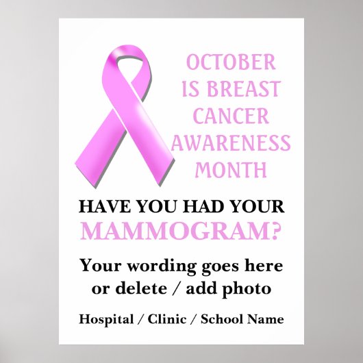 Mammogram medische maand roze lint poster (Voorkant)