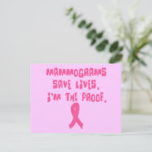Mammogrammen redden levens. Ik ben het bewijs. Briefkaart (Staand voorkant)