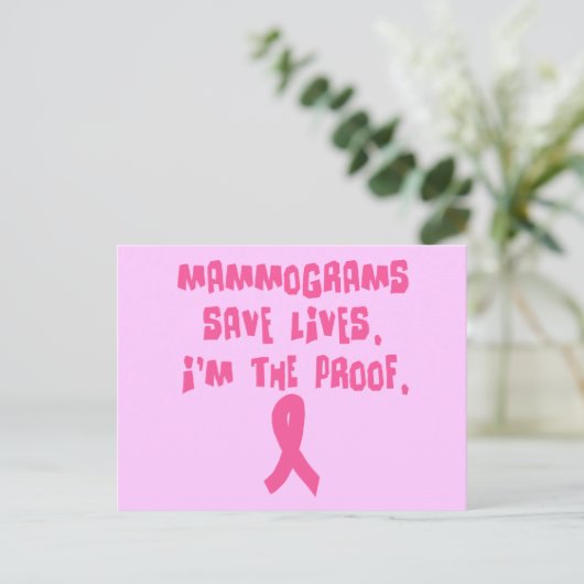 Mammogrammen redden levens. Ik ben het bewijs. Briefkaart (Staand voorkant)