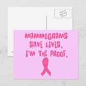 Mammogrammen redden levens. Ik ben het bewijs. Briefkaart (Voorkant / Achterkant)