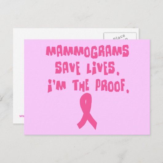 Mammogrammen redden levens. Ik ben het bewijs. Briefkaart (Voorkant / Achterkant)