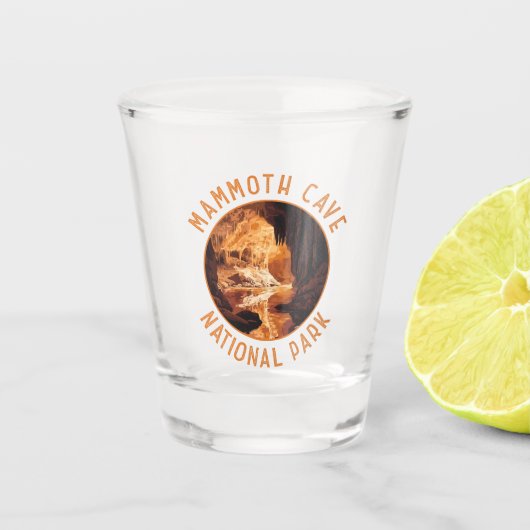 Mammoth Cave Nationaal Park Retro Distressed Circl Shot Glas (Voorkant)