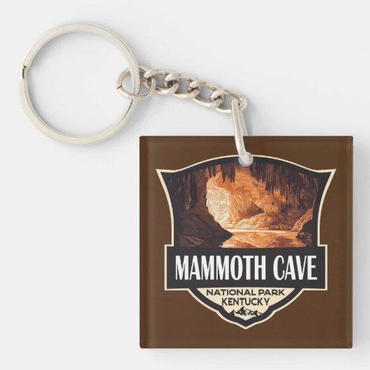 Mammoth Cave National Park Illustratie Retro Art Sleutelhanger (Voorkant)