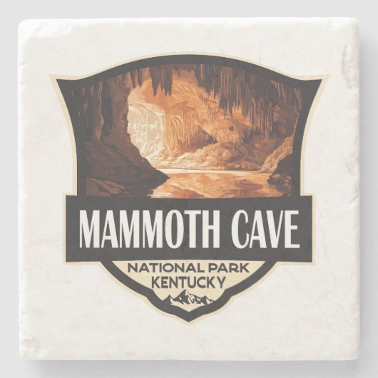 Mammoth Cave National Park Illustratie Retro Art Stenen Onderzetter (Voorkant)