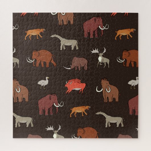 Mammoth Era: Prehistorisch thema patroon. Legpuzzel (Verticaal)