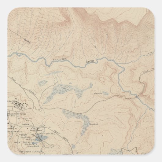 Mammoth Hot Springs en Vicinity 2 Vierkante Sticker (Voorkant)