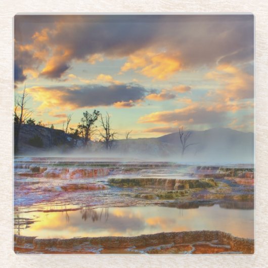 Mammoth Hot Springs Glazen Onderzetter (Voorkant)