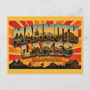 Mammoth Lakes Californië Vintage Ski-uitstap Kunst Briefkaart