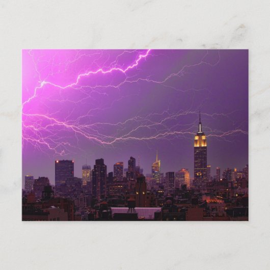 Mammoth Lightning Strike Over Midtown NYC Skyline Briefkaart (Voorkant)