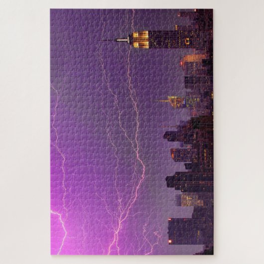 Mammoth Lightning Strike Over Midtown NYC Skyline Legpuzzel (Verticaal)