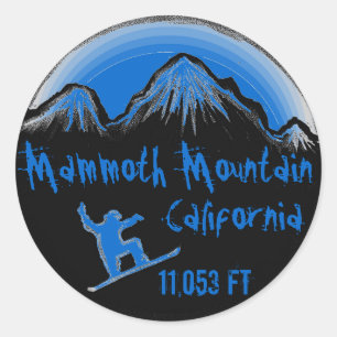 Mammoth Mountain California blauwe snewboardsticke Ronde Sticker