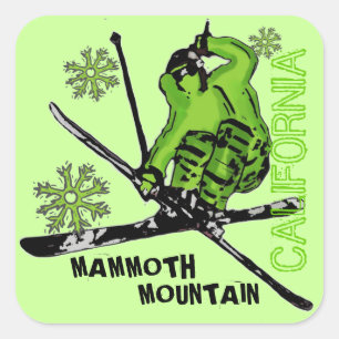 Mammoth Mountain California green skier stickers