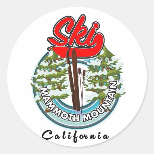 Mammoth Mountain California logo Ronde Sticker (Voorkant)