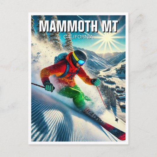 Mammoth Mountain California Skiër Briefkaart (Voorkant)