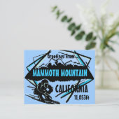 Mammoth Mountain Californië blauw ski briefkaart (Staand voorkant)