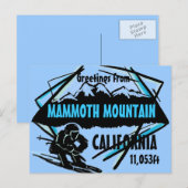 Mammoth Mountain Californië blauw ski briefkaart (Voorkant / Achterkant)