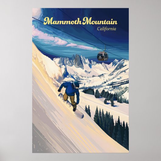 Mammoth Mountain Snowboarden Reisposter Poster (Voorkant)