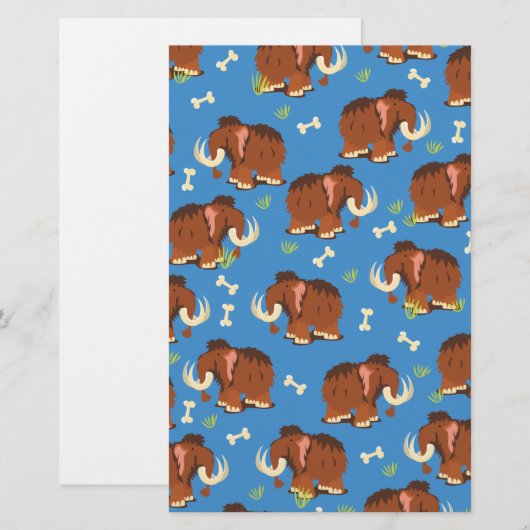 Mammoth Pattern schattige cartoon. Briefpapier (Voorkant / Achterkant)